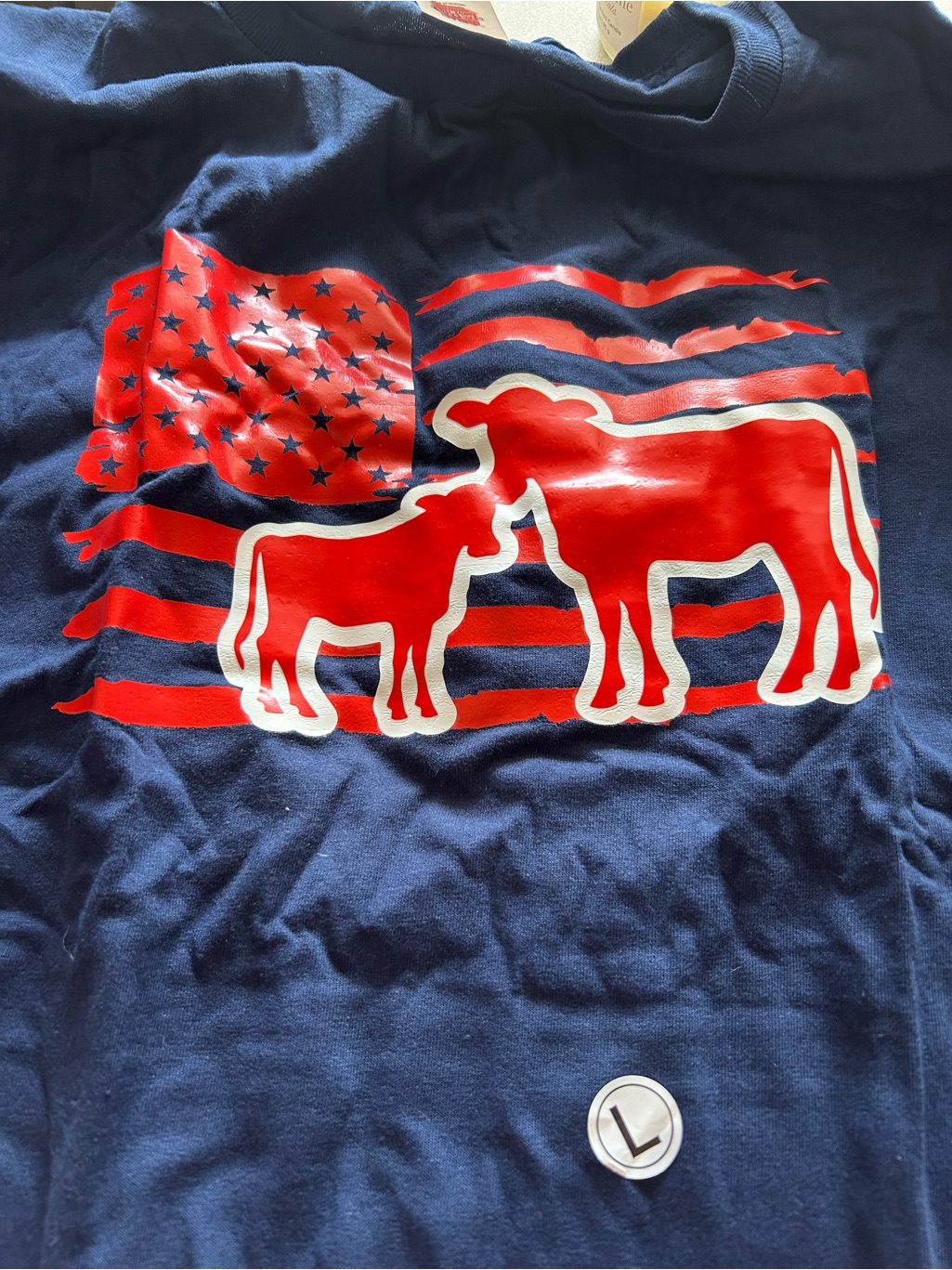 Unisex Navy Red Cow Graphic Tee